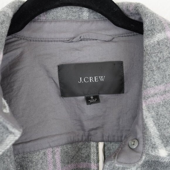 J.Crew Wool Blend Plaid Shacket Jacket Gray Purple Size‎ Small - Picture 2 of 10